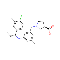 CC[C@@H](Nc1cc(C)cc(CN2CC[C@@H](C(=O)O)C2)c1)c1ccc(Cl)c(C)c1 ZINC000118388200