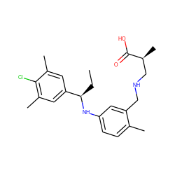 CC[C@@H](Nc1ccc(C)c(CNC[C@H](C)C(=O)O)c1)c1cc(C)c(Cl)c(C)c1 ZINC000118393087