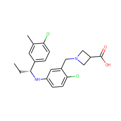 CC[C@@H](Nc1ccc(Cl)c(CN2CC(C(=O)O)C2)c1)c1ccc(Cl)c(C)c1 ZINC000118397503