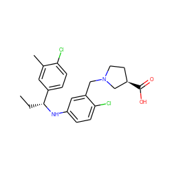 CC[C@@H](Nc1ccc(Cl)c(CN2CC[C@@H](C(=O)O)C2)c1)c1ccc(Cl)c(C)c1 ZINC000118397570