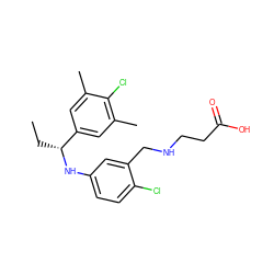 CC[C@@H](Nc1ccc(Cl)c(CNCCC(=O)O)c1)c1cc(C)c(Cl)c(C)c1 ZINC000118388864