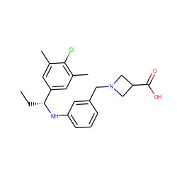 CC[C@@H](Nc1cccc(CN2CC(C(=O)O)C2)c1)c1cc(C)c(Cl)c(C)c1 ZINC000118391612