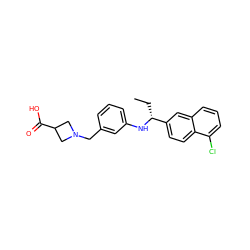 CC[C@@H](Nc1cccc(CN2CC(C(=O)O)C2)c1)c1ccc2c(Cl)cccc2c1 ZINC000118387598