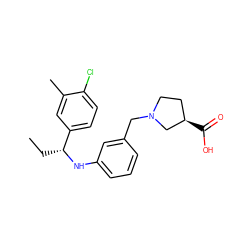 CC[C@@H](Nc1cccc(CN2CC[C@@H](C(=O)O)C2)c1)c1ccc(Cl)c(C)c1 ZINC000118382729