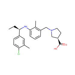 CC[C@@H](Nc1cccc(CN2CC[C@@H](C(=O)O)C2)c1C)c1ccc(Cl)c(C)c1 ZINC000118387170