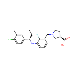 CC[C@@H](Nc1cccc(CN2CC[C@@H](C(=O)O)C2)c1F)c1ccc(Cl)c(C)c1 ZINC000118396296