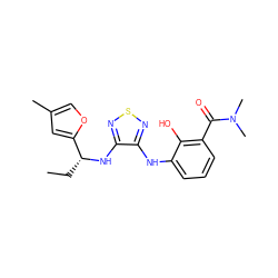 CC[C@@H](Nc1nsnc1Nc1cccc(C(=O)N(C)C)c1O)c1cc(C)co1 ZINC000040379683