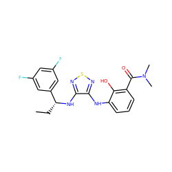 CC[C@@H](Nc1nsnc1Nc1cccc(C(=O)N(C)C)c1O)c1cc(F)cc(F)c1 ZINC000040873647