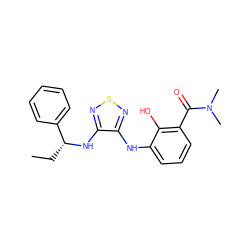 CC[C@@H](Nc1nsnc1Nc1cccc(C(=O)N(C)C)c1O)c1ccccc1 ZINC000040872538