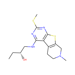 CC[C@@H](O)CNc1nc(SC)nc2sc3c(c12)CCN(C)C3 ZINC000020358668