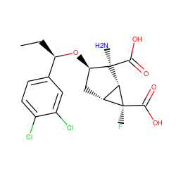 CC[C@@H](O[C@@H]1C[C@@H]2[C@H]([C@]1(N)C(=O)O)[C@@]2(F)C(=O)O)c1ccc(Cl)c(Cl)c1 ZINC000013582221