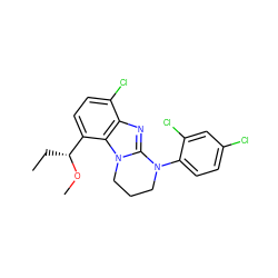 CC[C@@H](OC)c1ccc(Cl)c2nc3n(c12)CCCN3c1ccc(Cl)cc1Cl ZINC000143650640