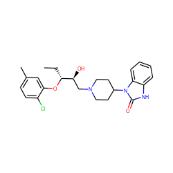 CC[C@@H](Oc1cc(C)ccc1Cl)[C@@H](O)CN1CCC(n2c(=O)[nH]c3ccccc32)CC1 ZINC000028352269