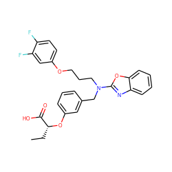 CC[C@@H](Oc1cccc(CN(CCCOc2ccc(F)c(F)c2)c2nc3ccccc3o2)c1)C(=O)O ZINC000028900848