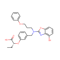 CC[C@@H](Oc1cccc(CN(CCCOc2ccccc2)c2nc3c(O)cccc3o2)c1)C(=O)O ZINC000028900726