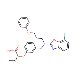 CC[C@@H](Oc1cccc(CN(CCCOc2ccccc2)c2nc3cccc(F)c3o2)c1)C(=O)O ZINC000028900688