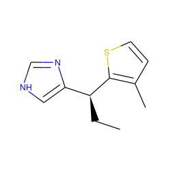 CC[C@@H](c1c[nH]cn1)c1sccc1C ZINC000013862251