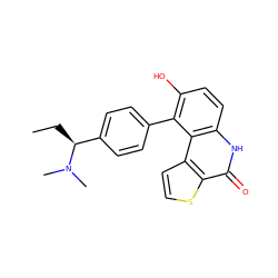 CC[C@@H](c1ccc(-c2c(O)ccc3[nH]c(=O)c4sccc4c23)cc1)N(C)C ZINC000149949199