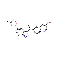 CC[C@@H](c1ccc2ncc(OC)cc2c1)c1nnc2c(F)cc(-c3cc(C)no3)cn12 ZINC000299858858