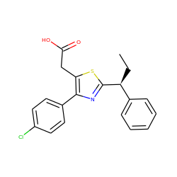 CC[C@@H](c1ccccc1)c1nc(-c2ccc(Cl)cc2)c(CC(=O)O)s1 ZINC000045384365