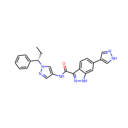 CC[C@@H](c1ccccc1)n1cc(NC(=O)c2n[nH]c3cc(-c4cn[nH]c4)ccc23)cn1 ZINC000169347460