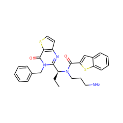 CC[C@@H](c1nc2ccsc2c(=O)n1Cc1ccccc1)N(CCCN)C(=O)c1cc2ccccc2s1 ZINC000072118276