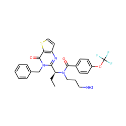 CC[C@@H](c1nc2ccsc2c(=O)n1Cc1ccccc1)N(CCCN)C(=O)c1ccc(OC(F)(F)F)cc1 ZINC000072116879