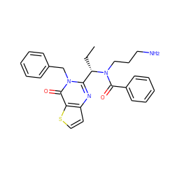 CC[C@@H](c1nc2ccsc2c(=O)n1Cc1ccccc1)N(CCCN)C(=O)c1ccccc1 ZINC000072116925