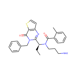 CC[C@@H](c1nc2ccsc2c(=O)n1Cc1ccccc1)N(CCCN)C(=O)c1ccccc1C ZINC000072118719