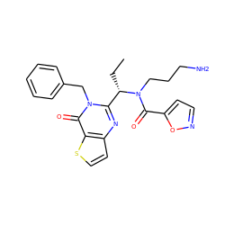 CC[C@@H](c1nc2ccsc2c(=O)n1Cc1ccccc1)N(CCCN)C(=O)c1ccno1 ZINC000072114313