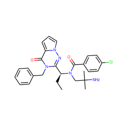 CC[C@@H](c1nn2cccc2c(=O)n1Cc1ccccc1)N(CC(C)(C)N)C(=O)c1ccc(Cl)cc1 ZINC000036184705