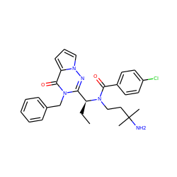 CC[C@@H](c1nn2cccc2c(=O)n1Cc1ccccc1)N(CCC(C)(C)N)C(=O)c1ccc(Cl)cc1 ZINC000036184703