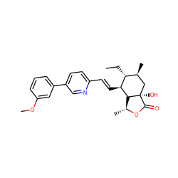 CC[C@@H]1[C@@H](C)C[C@@]2(O)C(=O)O[C@H](C)[C@H]2[C@H]1/C=C/c1ccc(-c2cccc(OC)c2)cn1 ZINC000084605211