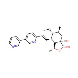 CC[C@@H]1[C@@H](C)C[C@@]2(O)C(=O)O[C@H](C)[C@H]2[C@H]1/C=C/c1ccc(-c2cccnc2)cn1 ZINC000084602156