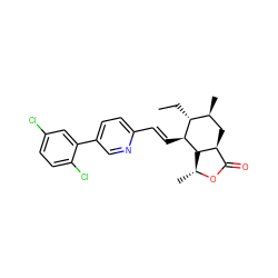 CC[C@@H]1[C@@H](C)C[C@H]2C(=O)O[C@H](C)[C@H]2[C@H]1/C=C/c1ccc(-c2cc(Cl)ccc2Cl)cn1 ZINC000084602930