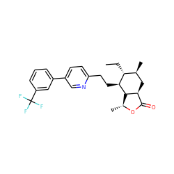 CC[C@@H]1[C@@H](C)C[C@H]2C(=O)O[C@H](C)[C@H]2[C@H]1CCc1ccc(-c2cccc(C(F)(F)F)c2)cn1 ZINC000084604192