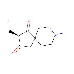 CC[C@@H]1C(=O)CC2(CCN(C)CC2)C1=O ZINC000049817136