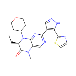 CC[C@@H]1C(=O)N(C)c2cnc(-c3cn[nH]c3-c3nccs3)nc2N1C1CCOCC1 ZINC000096272677