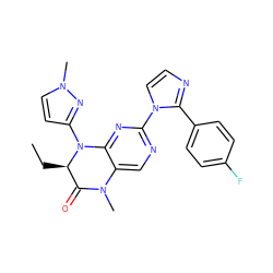 CC[C@@H]1C(=O)N(C)c2cnc(-n3ccnc3-c3ccc(F)cc3)nc2N1c1ccn(C)n1 ZINC000096272670