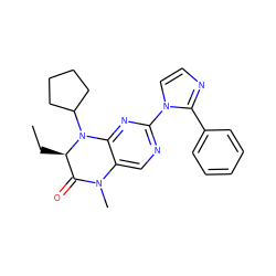 CC[C@@H]1C(=O)N(C)c2cnc(-n3ccnc3-c3ccccc3)nc2N1C1CCCC1 ZINC000095921024