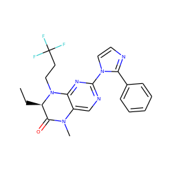 CC[C@@H]1C(=O)N(C)c2cnc(-n3ccnc3-c3ccccc3)nc2N1CCC(F)(F)F ZINC000096272678