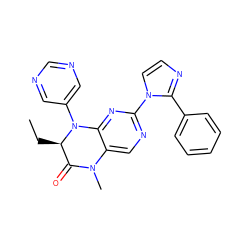 CC[C@@H]1C(=O)N(C)c2cnc(-n3ccnc3-c3ccccc3)nc2N1c1cncnc1 ZINC000096272648