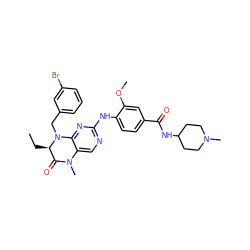 CC[C@@H]1C(=O)N(C)c2cnc(Nc3ccc(C(=O)NC4CCN(C)CC4)cc3OC)nc2N1Cc1cccc(Br)c1 ZINC000473089324