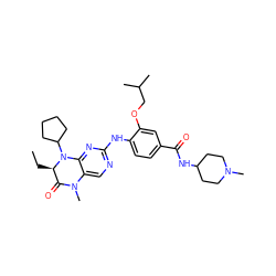 CC[C@@H]1C(=O)N(C)c2cnc(Nc3ccc(C(=O)NC4CCN(C)CC4)cc3OCC(C)C)nc2N1C1CCCC1 ZINC000473091533