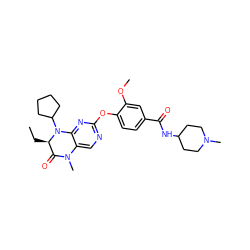 CC[C@@H]1C(=O)N(C)c2cnc(Oc3ccc(C(=O)NC4CCN(C)CC4)cc3OC)nc2N1C1CCCC1 ZINC000473087935