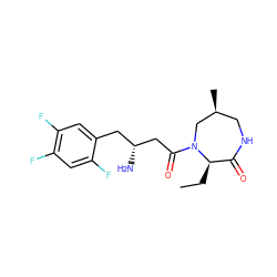 CC[C@@H]1C(=O)NC[C@H](C)CN1C(=O)C[C@H](N)Cc1cc(F)c(F)cc1F ZINC000014958901