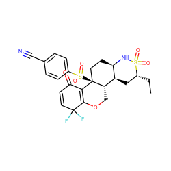 CC[C@@H]1C[C@@H]2[C@@H](CC[C@@]3(S(=O)(=O)c4ccc(C#N)cc4)C4=C(OC[C@@H]23)C(F)(F)C=CC4=O)NS1(=O)=O ZINC000095594230