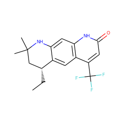 CC[C@@H]1CC(C)(C)Nc2cc3[nH]c(=O)cc(C(F)(F)F)c3cc21 ZINC000013778384