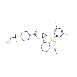 CC[C@@H]1CCC[C@H](C2(OC(=O)N3CCN(C(C)(C)CO)CC3)CC2)N1S(=O)(=O)c1cc(F)cc(F)c1 ZINC000028827261