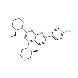 CC[C@@H]1CCCCN1c1nc(N2CCOC[C@@H]2C)c2ccc(-c3ccc(Cl)cc3)nc2n1 ZINC000139397374